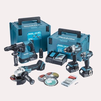 COMBO MAKITA DLX4195JX1 (DHP489 + DHR243Z + DGA504 + DTD173 + BL1850Bx3 + DC18RC) MakPac 3 bat.